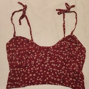 Floral Red Crop Top